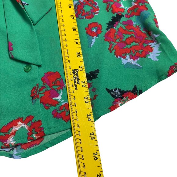 Rachel Zoe Floral Bow Tie Sleeveless Blouse M Green‎ & Red Career - Picture 8 of 8